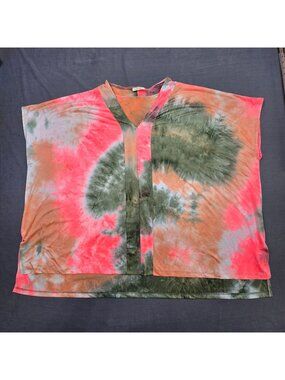 Oddi Tie-Dye Womens Loose Fit Boxy Top One Size Multicolor